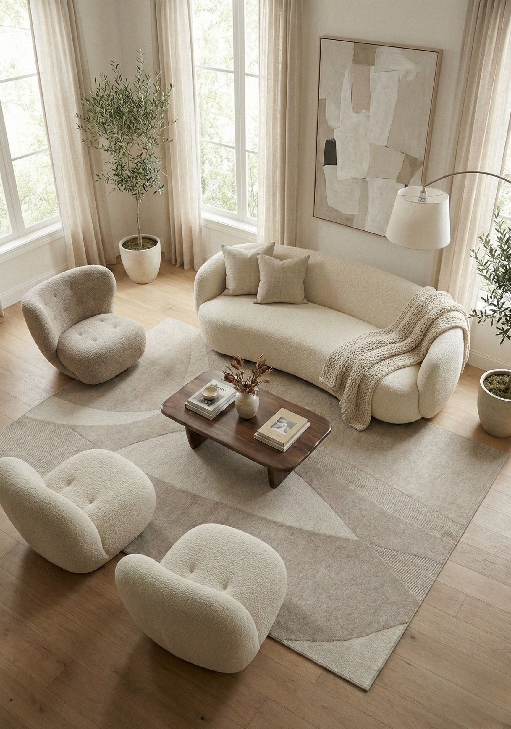 Tappeto Moderno in Lana e Cotone - Clay 9 - Beige/Grigio - Image 2