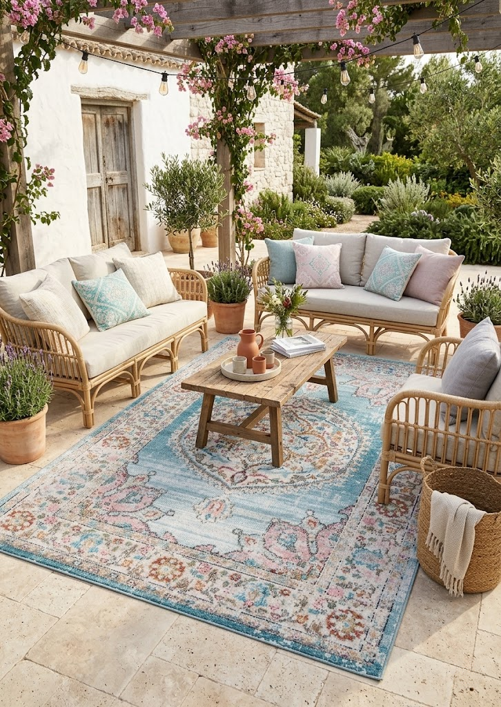 Tappeto da Esterno MAGGIO A - Indoor/Outdoor - Blu Chiaro | Ideale per Terrazze, Balconi, Patio, Verande - Image 2