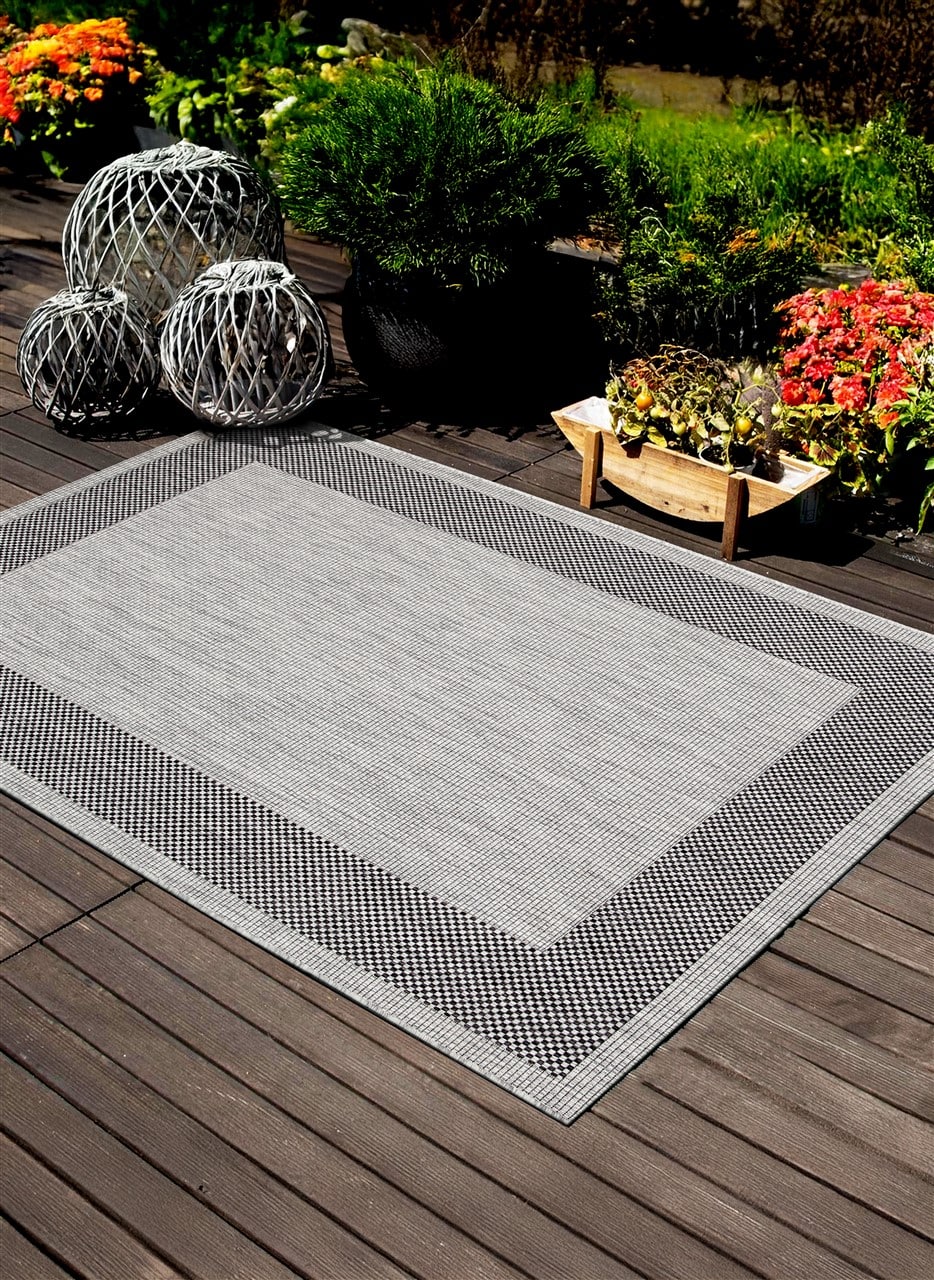 Tappeto da Esterno - FRAME GREY BLACK - Indoor/Outdoor - Grigio Nero | Ideale per Terrazze, Balconi, Patio, Verande - Image 3