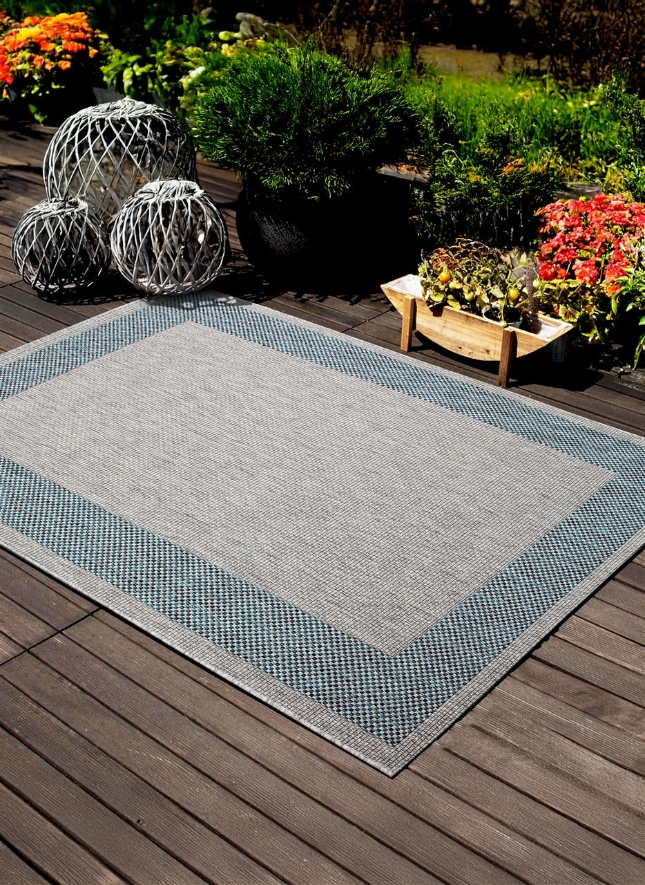 Tappeto da Esterno - FRAME GREY BLUE - Indoor/Outdoor - Grigio Blu | Ideale per Terrazze, Balconi, Patio, Verande - Image 3