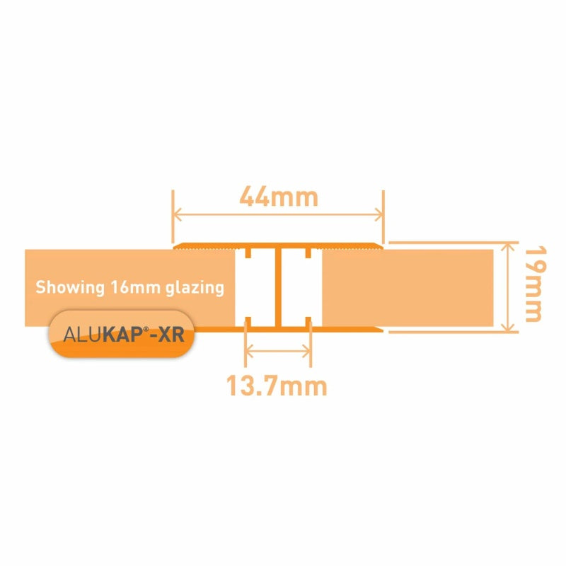 Alukap-XR 16mm Aluminium H Section Glazing Bar - Silver Finish - Image 3