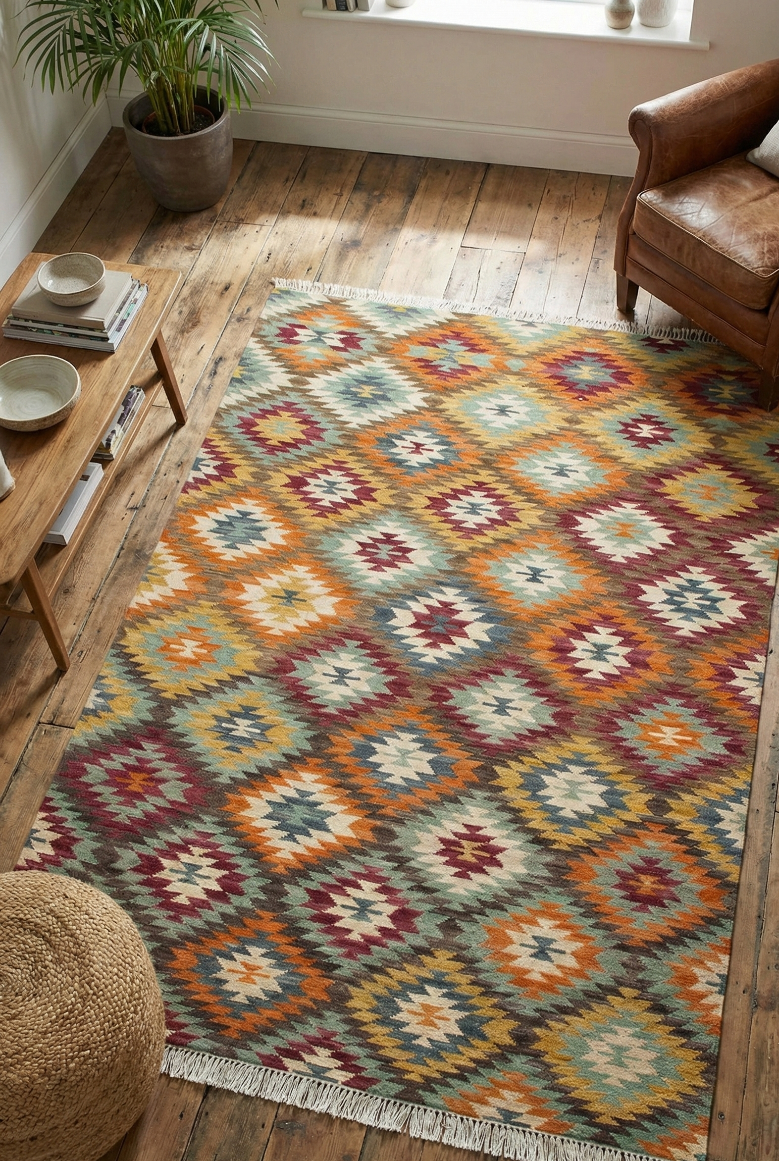 Tappeto Kilim in Lana - Fatto a Mano - KILIM SIVAS - Stile Etnico Tradizionale - Materiali Sostenibili - Image 2