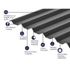 Alternative view of Cladco 34/1000 Box Profile PVC Plastisol Coated 0.7mm Metal Roof Sheet Anthracite - All Sizes