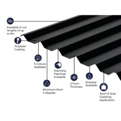 Alternative view of Cladco 34/1000 Box Profile Polyester Paint Coated 0.7mm Metal Roof Sheet Black - All Sizes