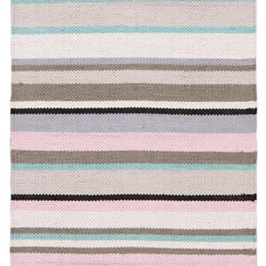 Tappeto in Cotone Lavabile in Lavatrice - Tessuto a mano - Casablanca Stripes Rosa | Ideale per Cucina e Bagno