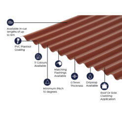 Alternative view of Cladco Corrugated 13/3 Profile PVC Plastisol Coated 0.7mm Metal Roof Sheet Chestnut - All Sizes