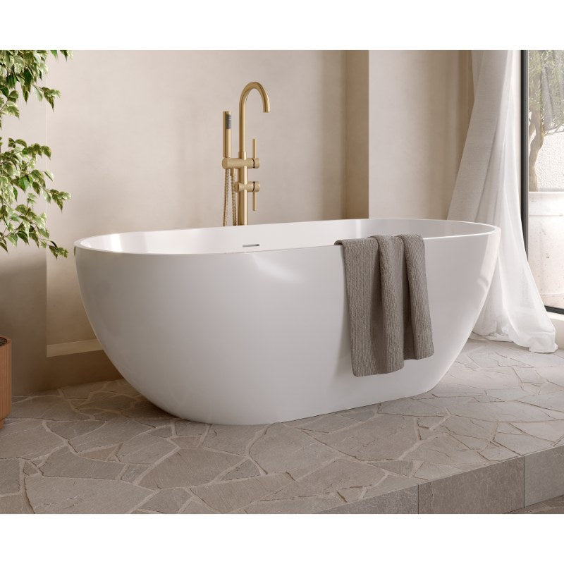 Aqua Fira Stone Freestanding Bath Gloss White (No Tap Hole) - All Sizes - Image 5