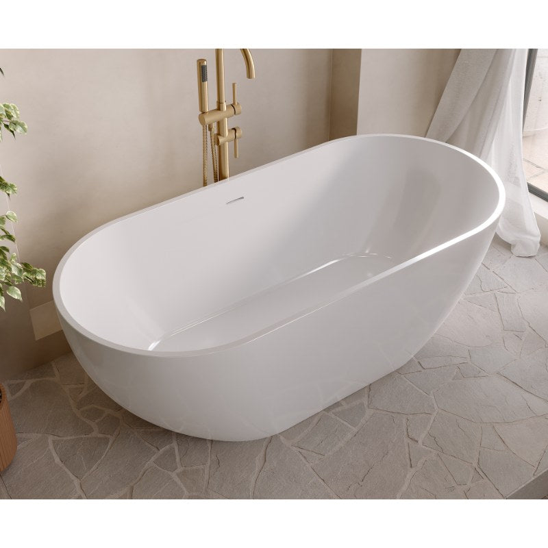 Aqua Fira Stone Freestanding Bath Gloss White (No Tap Hole) - All Sizes - Image 3