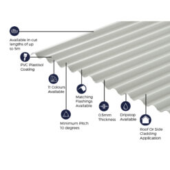 Alternative view of Cladco Corrugated 13/3 Profile PVC Plastisol Coated 0.5mm Metal Roof Sheet Goosewing Grey - All Sizes