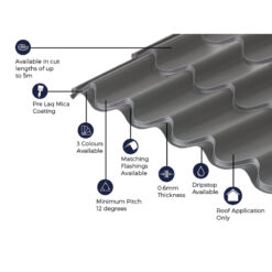 Cladco Tileform 41/1000 Tile Profile 0.6mm Mica Coated Sheet (Slate Grey) - All Sizes