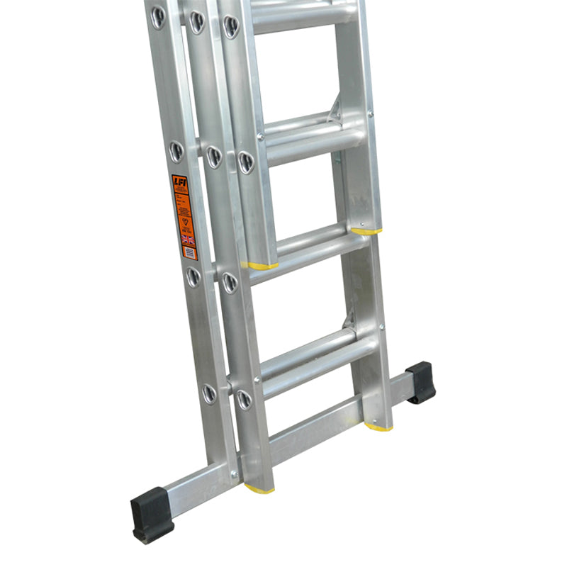 LFI PRo Triple Section 9 Rung Ladder 2.5m with Stabiliser - Image 4