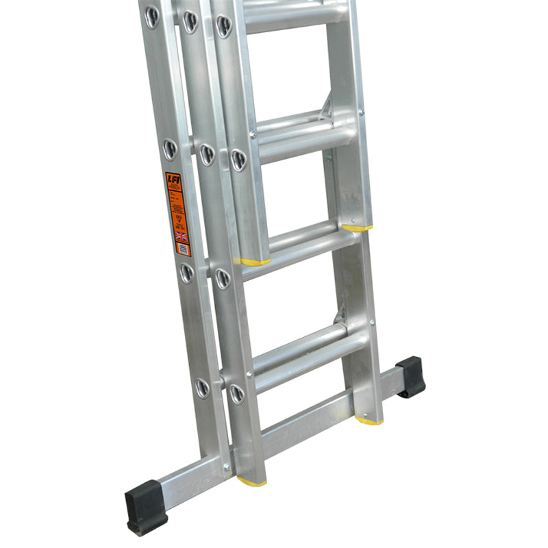 LFI PRo Triple Section 11 Rung Ladder 3m with Stabiliser - Image 4