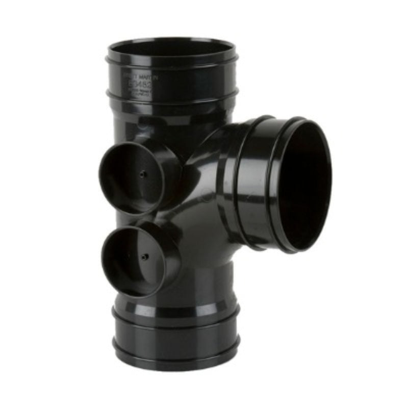 Brett Martin Solvent Soil 92.5 Degree Triple Socket Branch x 110mm - Black