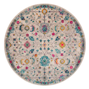 Tappeto Rotondo 200cm Ø Stile Orientale Multicolore Mamoo A - Antiscivolo - Ideale per Soggiorno e Camera da Letto