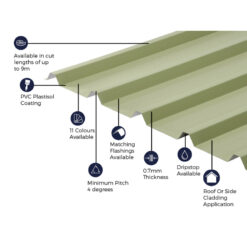 Alternative view of Cladco 32/1000 Box Profile PVC Plastisol Coated 0.7mm Metal Roof Sheet Moorland Green - All Sizes