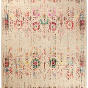 Tappeto Shalimar - Lana e Seta - Fatto a mano - Design Uzbek Artigianale Lusso - Multicolore