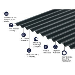 Alternative view of Cladco Corrugated 13/3 Profile PVC Plastisol Coated 0.7mm Metal Roof Sheet Slate Blue - All Sizes