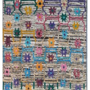 Taimany - Tappeto Tribale in Lana Multicolore - Fatto a Mano 132x100cm