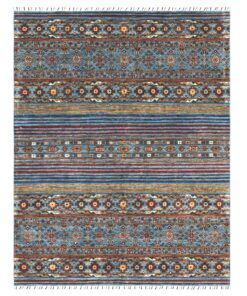 Tappeto Afghan blu in lana, fatto a mano 227x174cm