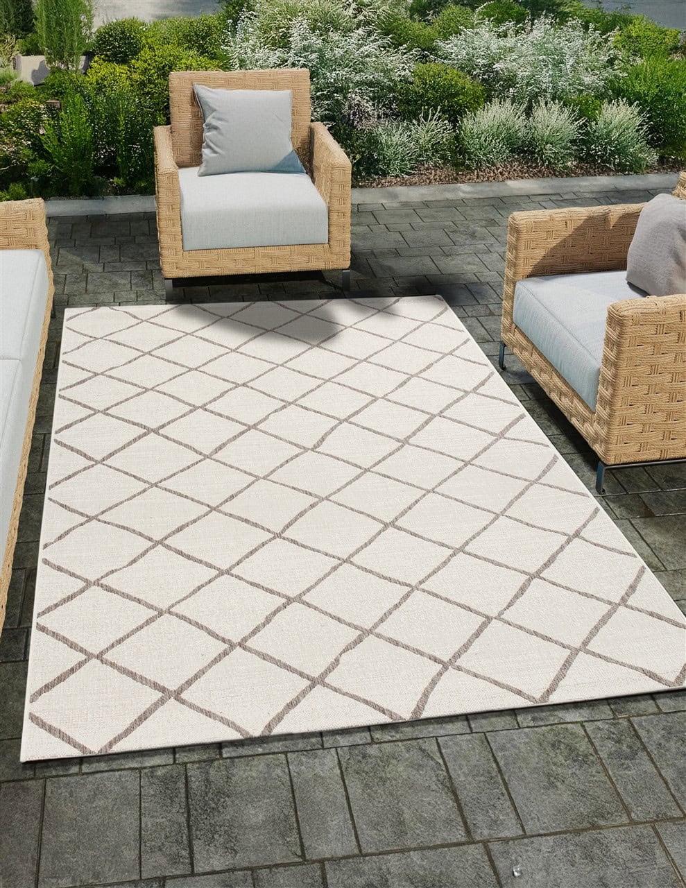 Tappeto esterno Veranda Champagne Taupe geometrico e resistente - Image 3