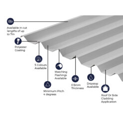Alternative view of Cladco 34/1000 Box Profile Polyester Paint Coated 0.5mm Metal Roof Sheet White - All Sizes