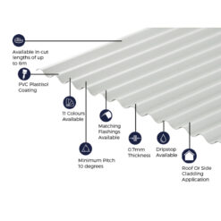 Alternative view of Cladco Corrugated 13/3 Profile PVC Plastisol Coated 0.7mm Metal Roof Sheet White - All Sizes